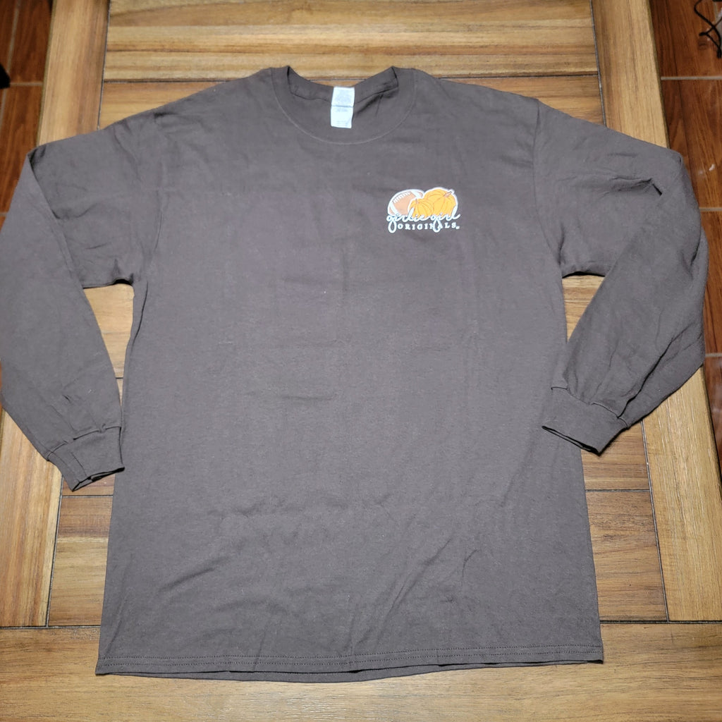 Girlie Girl Originals LS Dark Brown Fall Tee "I Fall For..." - Size Large