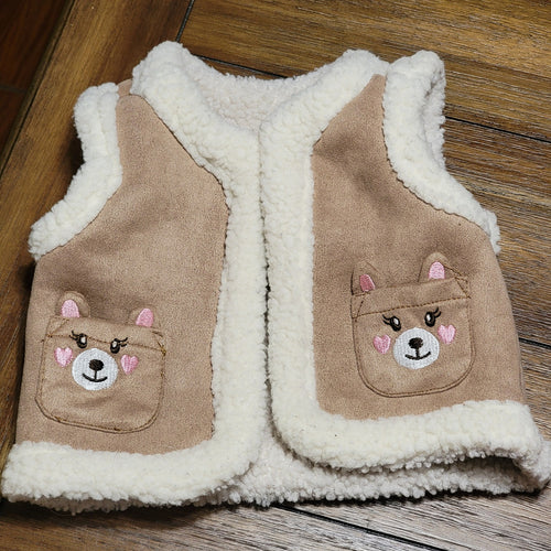 3 Pc Nannette Infant Pant Outfit w/ Faux Suede & Sherpa Vest - Size 18M