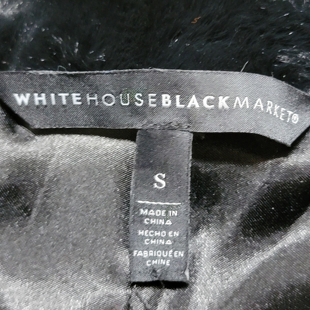 White House Black Market Black Faux Fur Crop Coat - Size Small