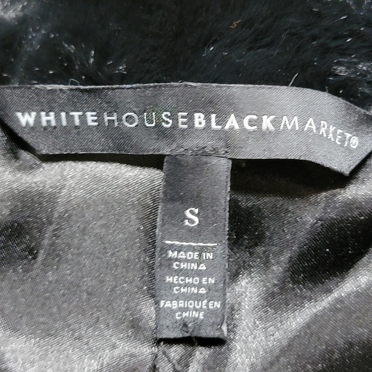 White House Black Market Black Faux Fur Crop Coat - Size Small