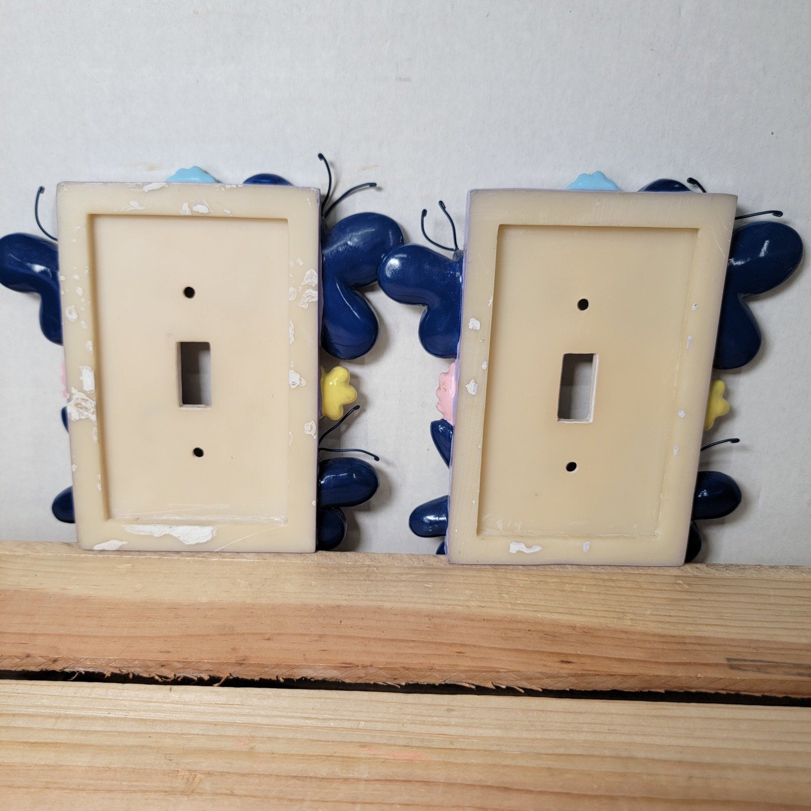 Set of 2 Pastel Colored Butterfly Single Switch Resin Plates