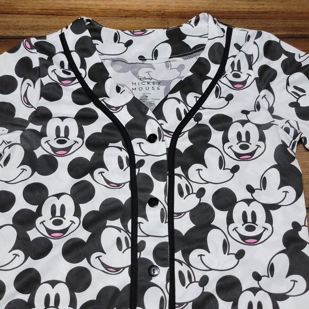 Disney Mickey Mouse B&W Button Up Jersey - Size Medium