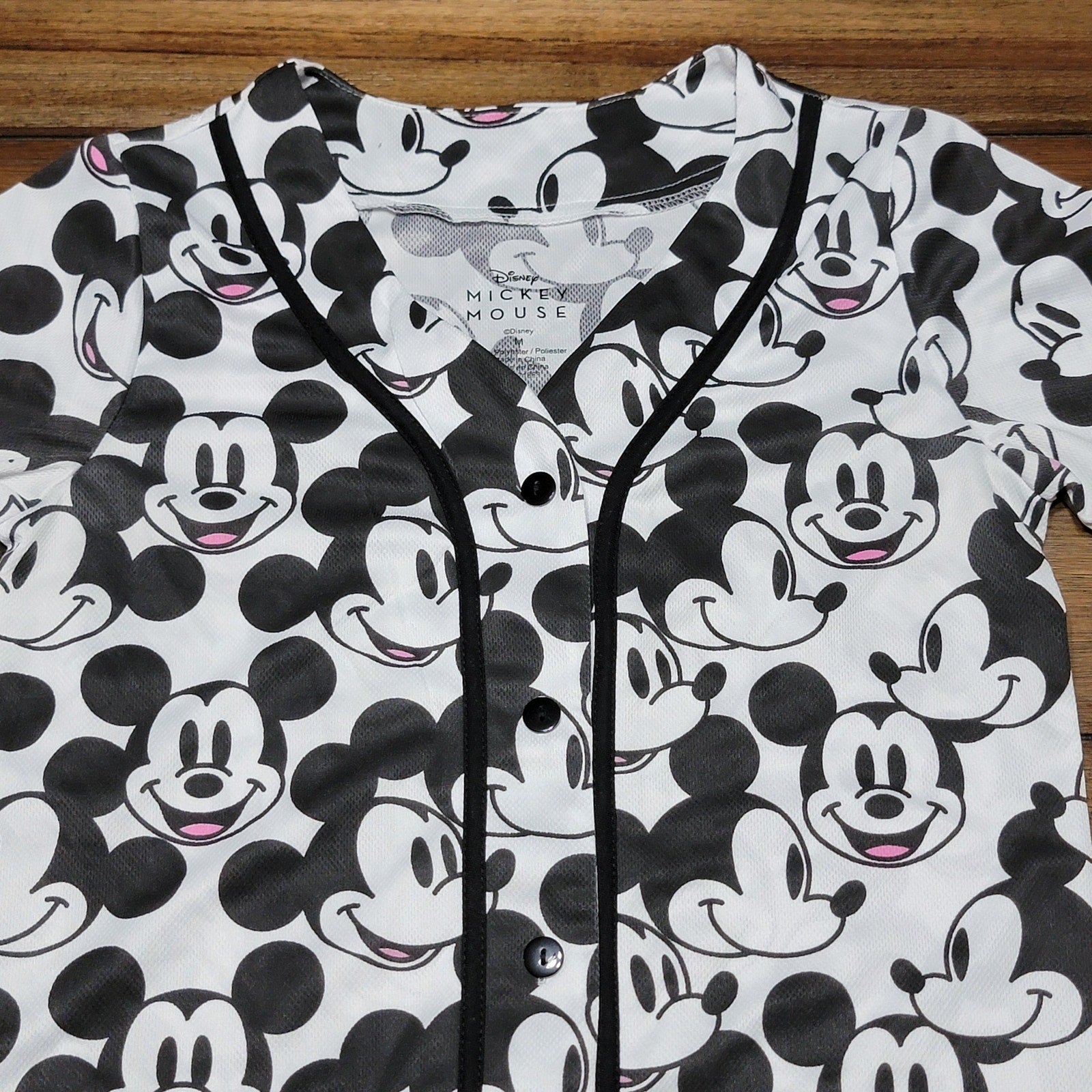 Disney Mickey Mouse B&W Button Up Jersey - Size Medium