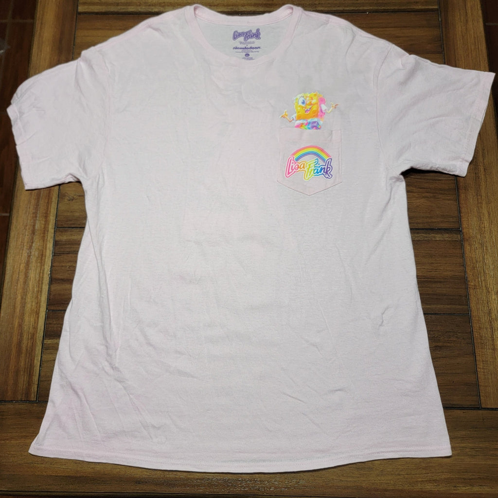 Lisa Frank X Nickelodeon Pink Tee Spongebob on a Unicorn w/ Pocket - Size XL