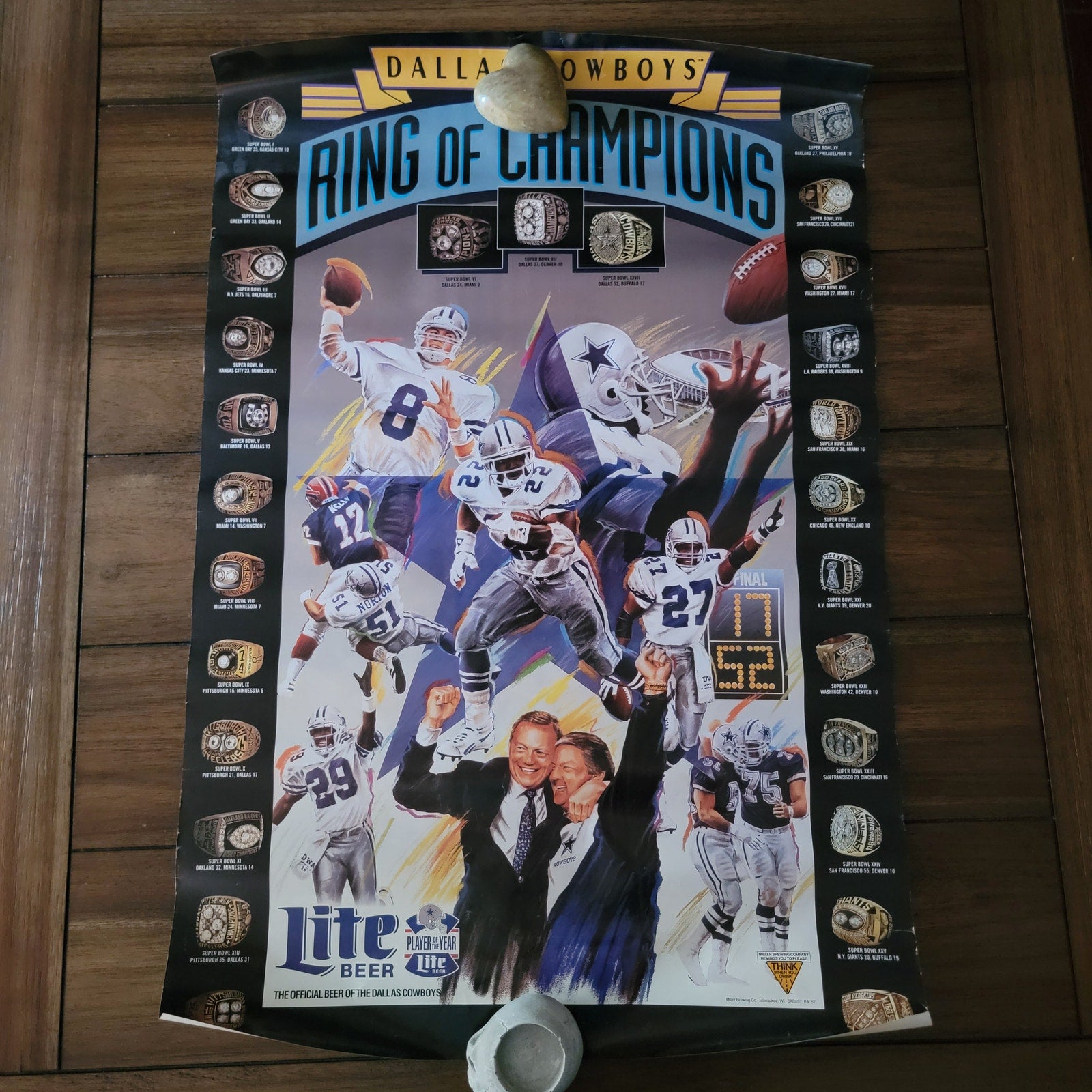 VINTAGE Poster Dallas Cowboys Ring Of Champions 20" x 30"