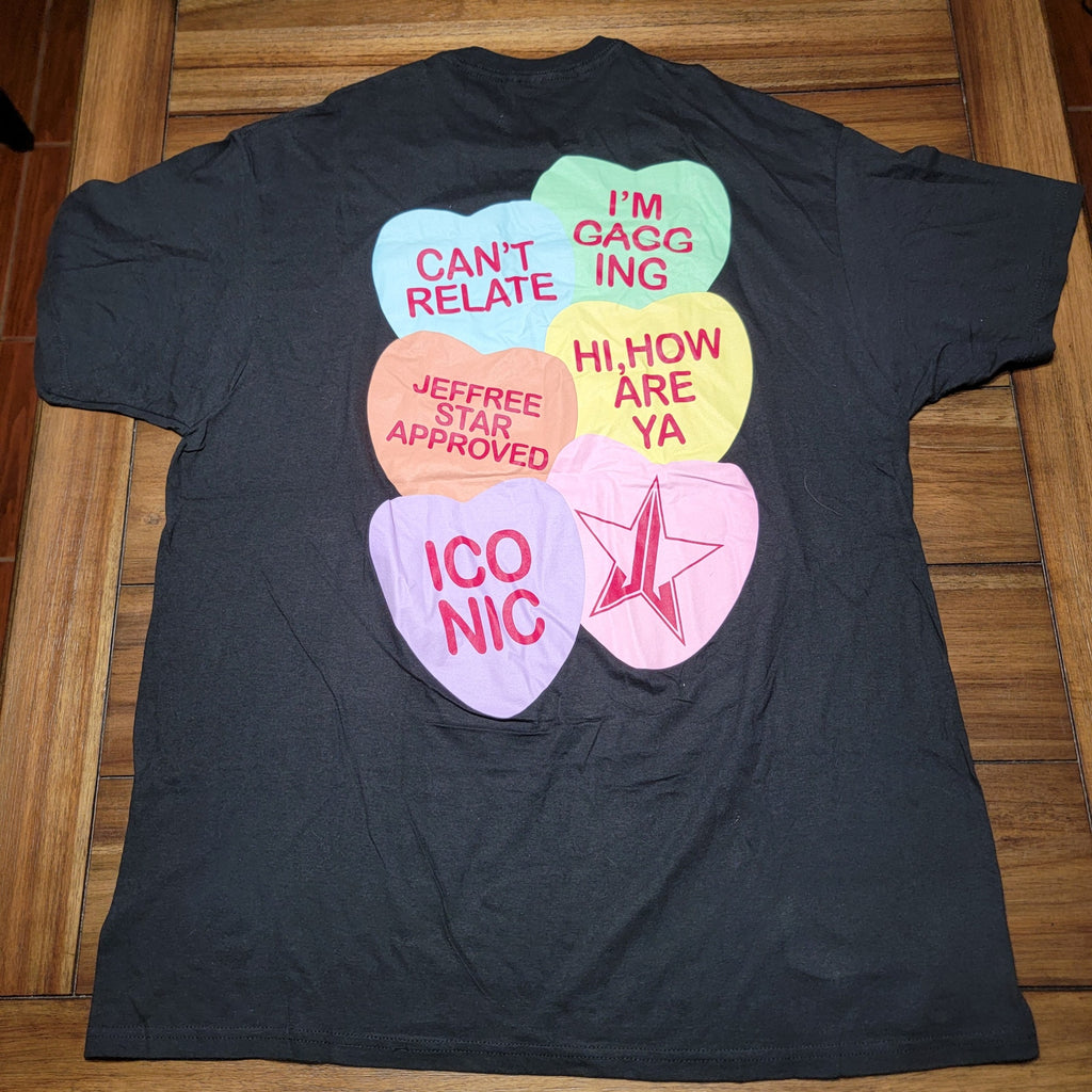 Jeffree Star Black Unisex Tee Candy Hearts - Size XL