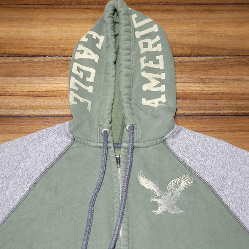 American Eagle Outfitters Vintage Grey & Green Full Zip Hoodie - Size XS
