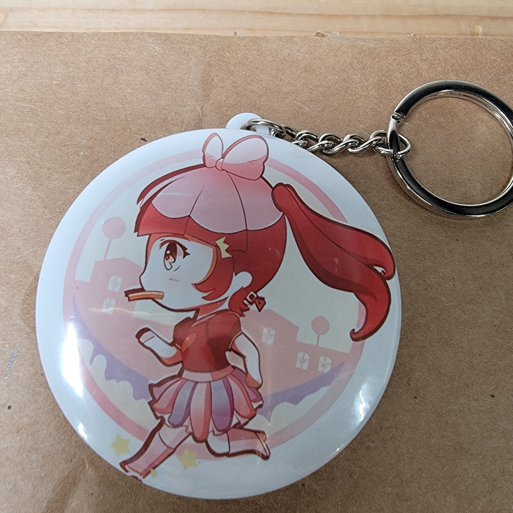 Set of 2 Anime Button Style Keychains: Futaba Sakura & Kasane Teto