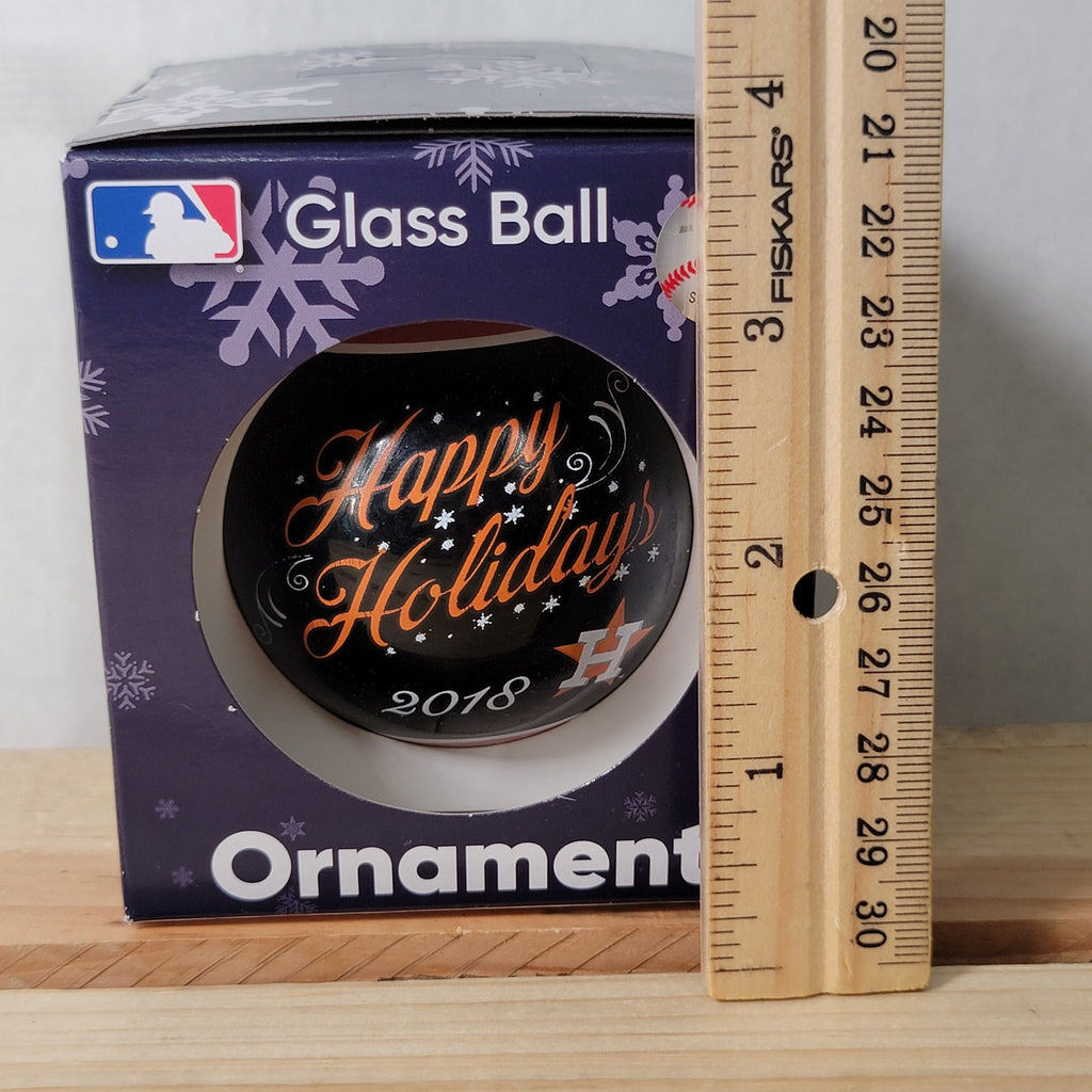 MLB Houston Astros Christmas Glass Ball Ornament "Happy Holiday 2018" - NEW