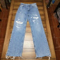 Zara 90's Full Length Straight Denim Jeans w/ Raw Hem - Size 6