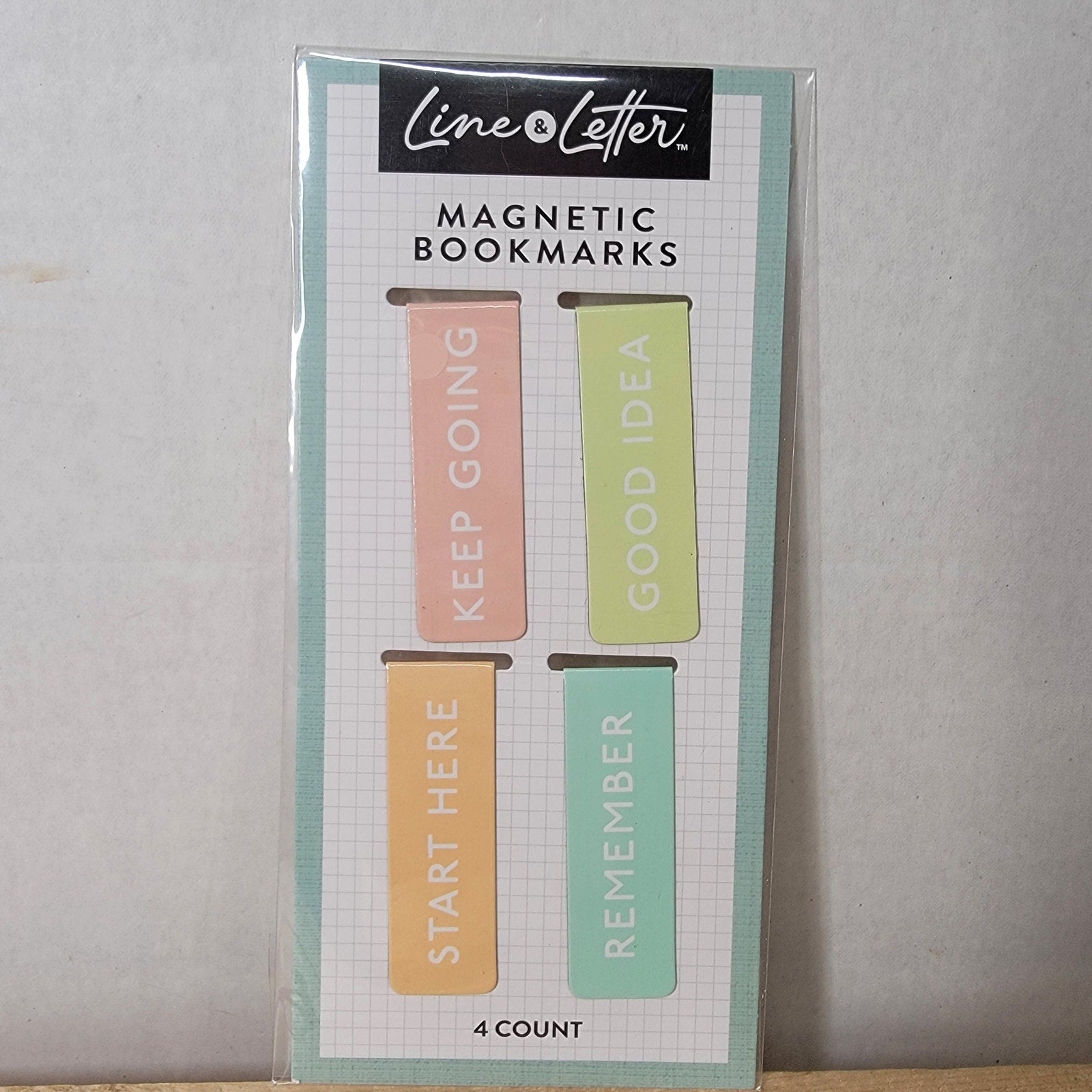 Line & Letter Magnetic Book Marks (4 Count) - NEW / SEALED