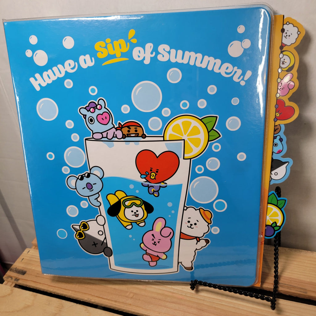 BT21 10" Blue Binder "Have a Sip Of Summer" w/ BT21 Dividers