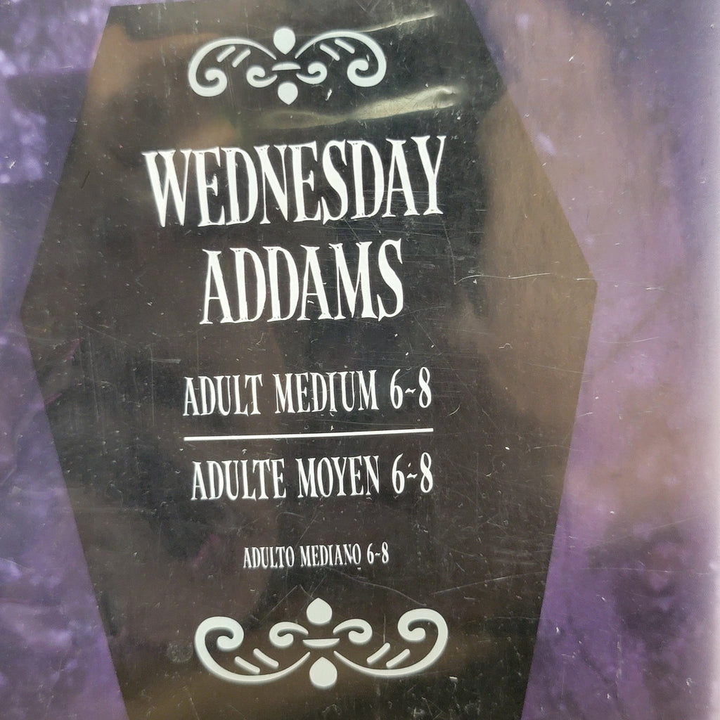 2 Pc Wednesday Addams Adult Costume w/ Wig - Size Medium NEW