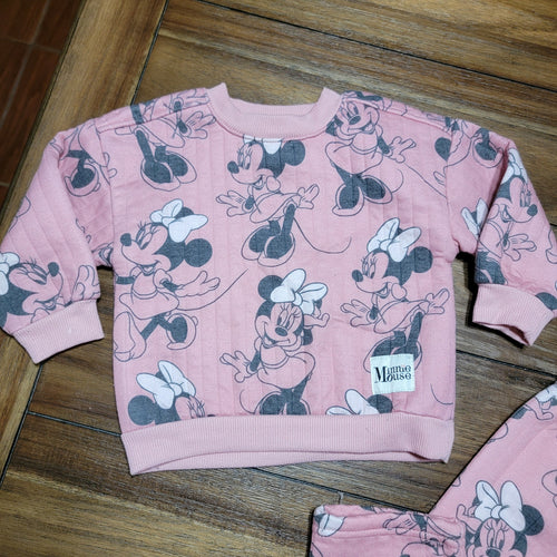 2 Pc Disney Baby Pink Minnie Mouse Jogger Set - Size 24M