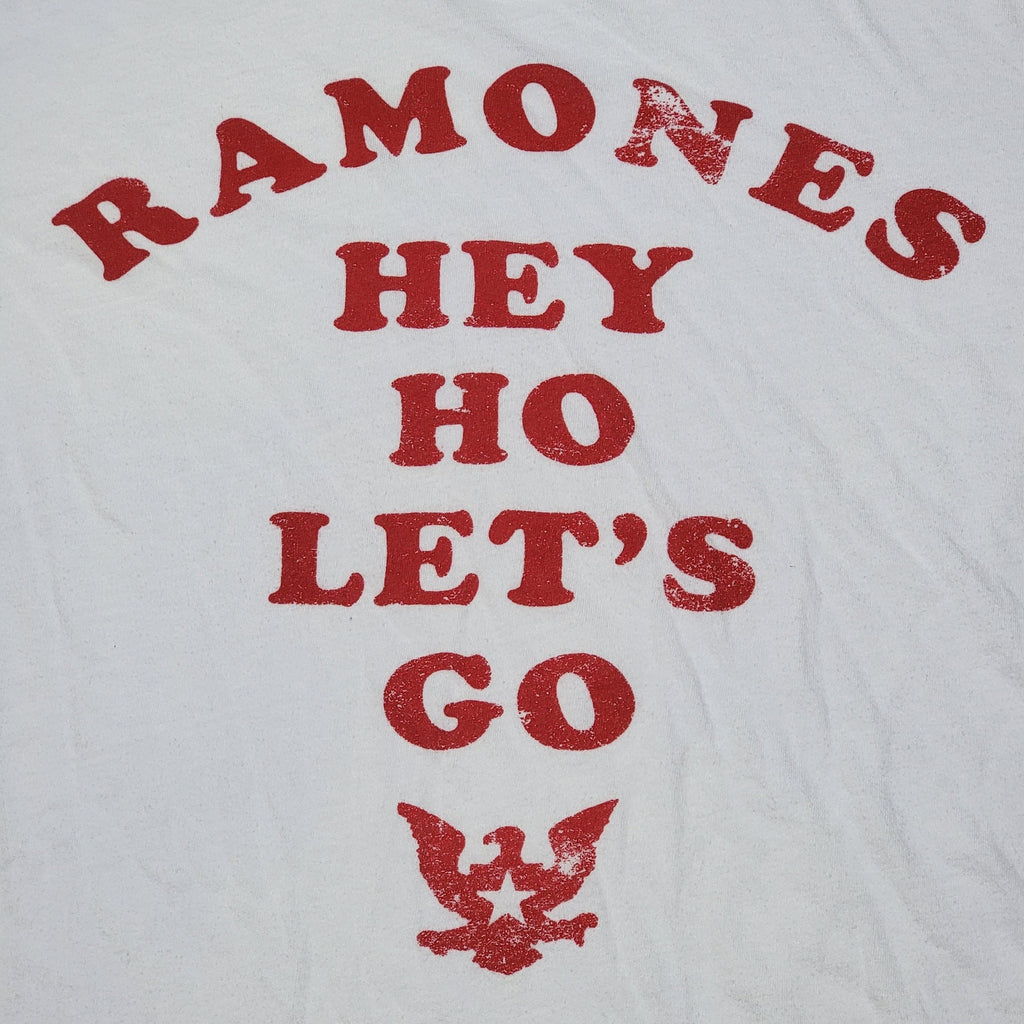 Ramones White Unisex Tee "Hey Ho Let's Go" - Size Medium