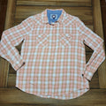Desert Son Flag & Anthem Ladies Peach Plaid Pearl Snap Western Shirt - Medium