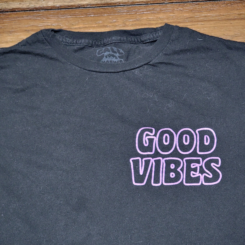 Call Your Mother Black Unisex Tee "Good Vibes" Skeleton Hammock - Size Med