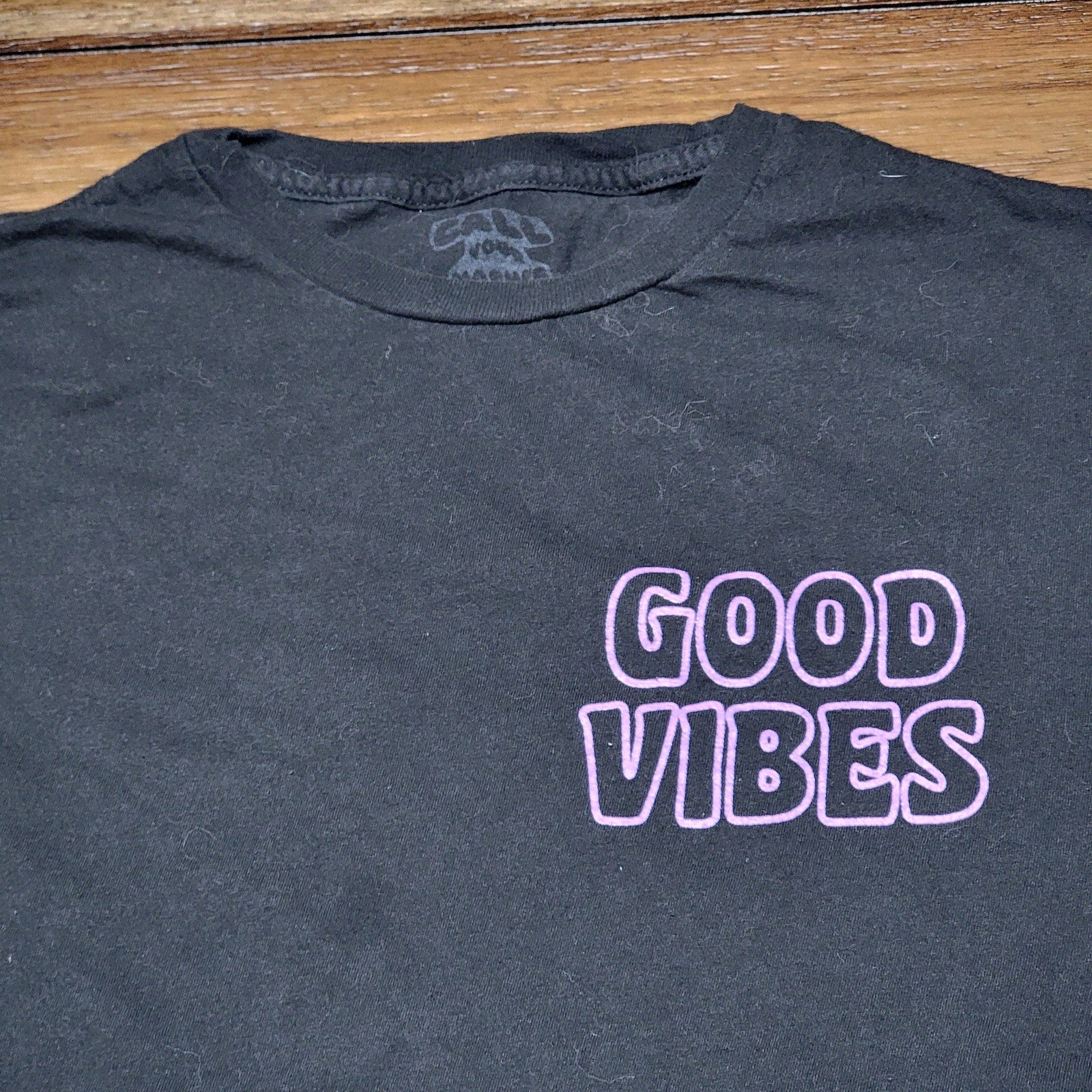 Call Your Mother Black Unisex Tee "Good Vibes" Skeleton Hammock - Size Med