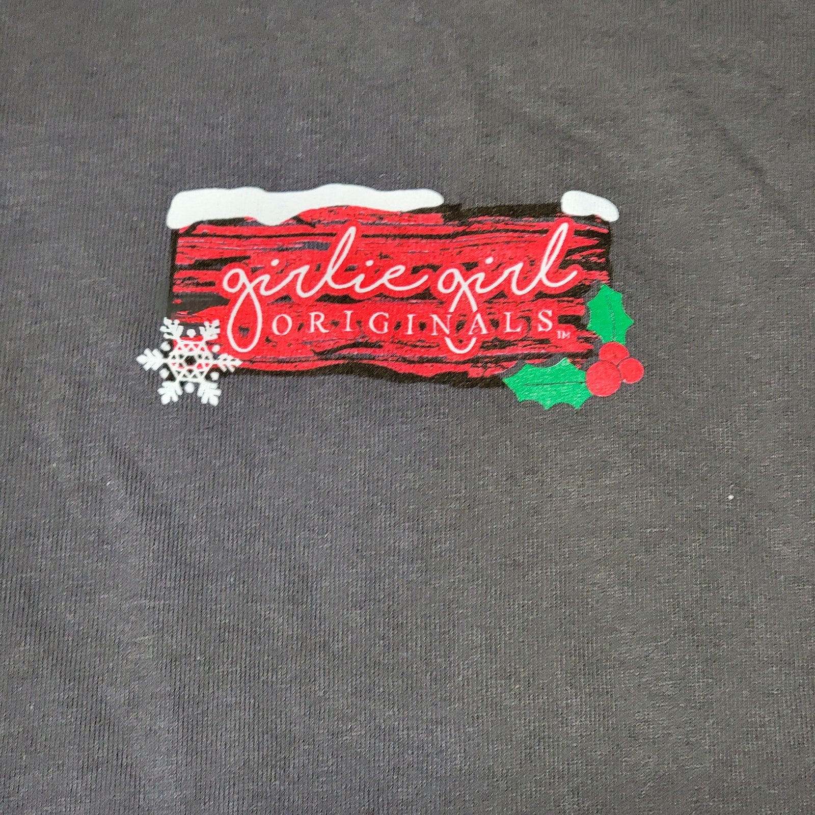 Girlie Girl Originals LS Grey Christmas Tee Holiday Signs - Size XL