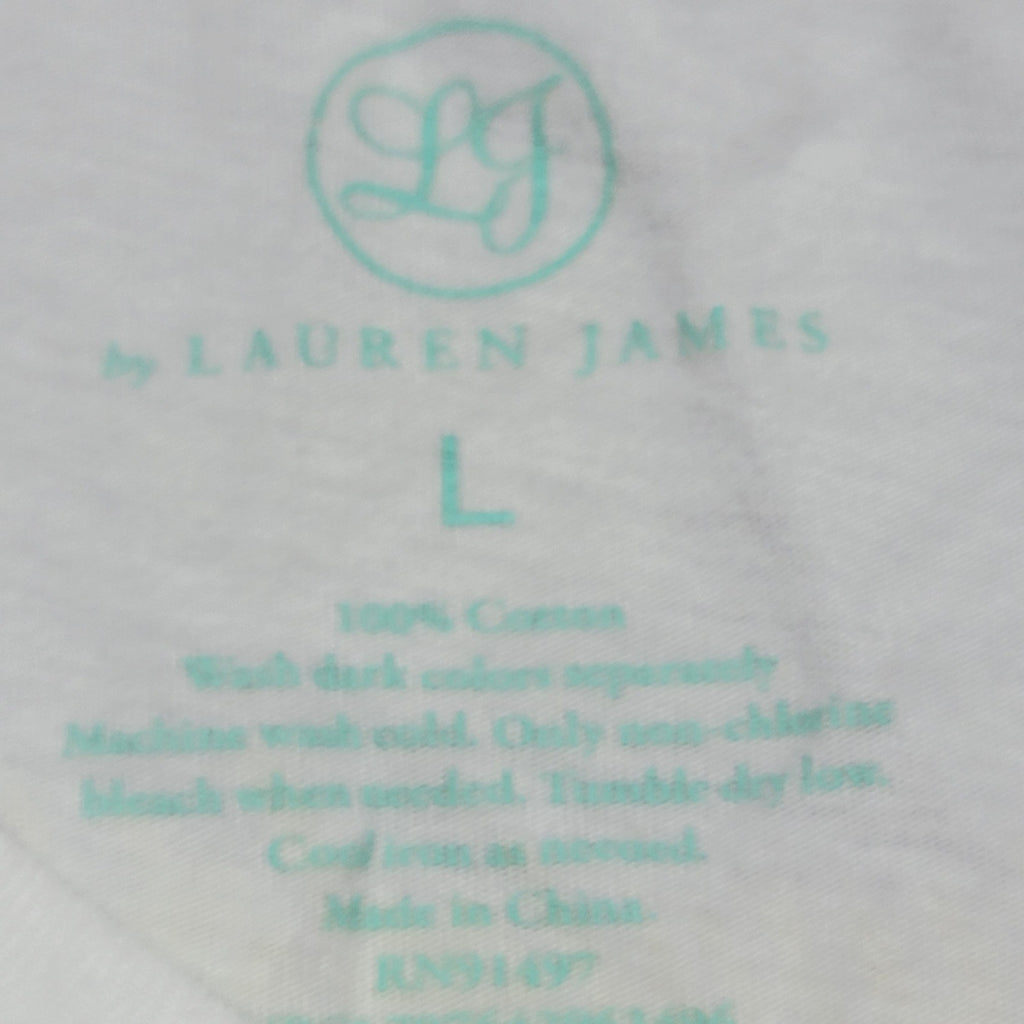 Lauren James Co White Tee - "Coffee Till Cocktails" - Size Large