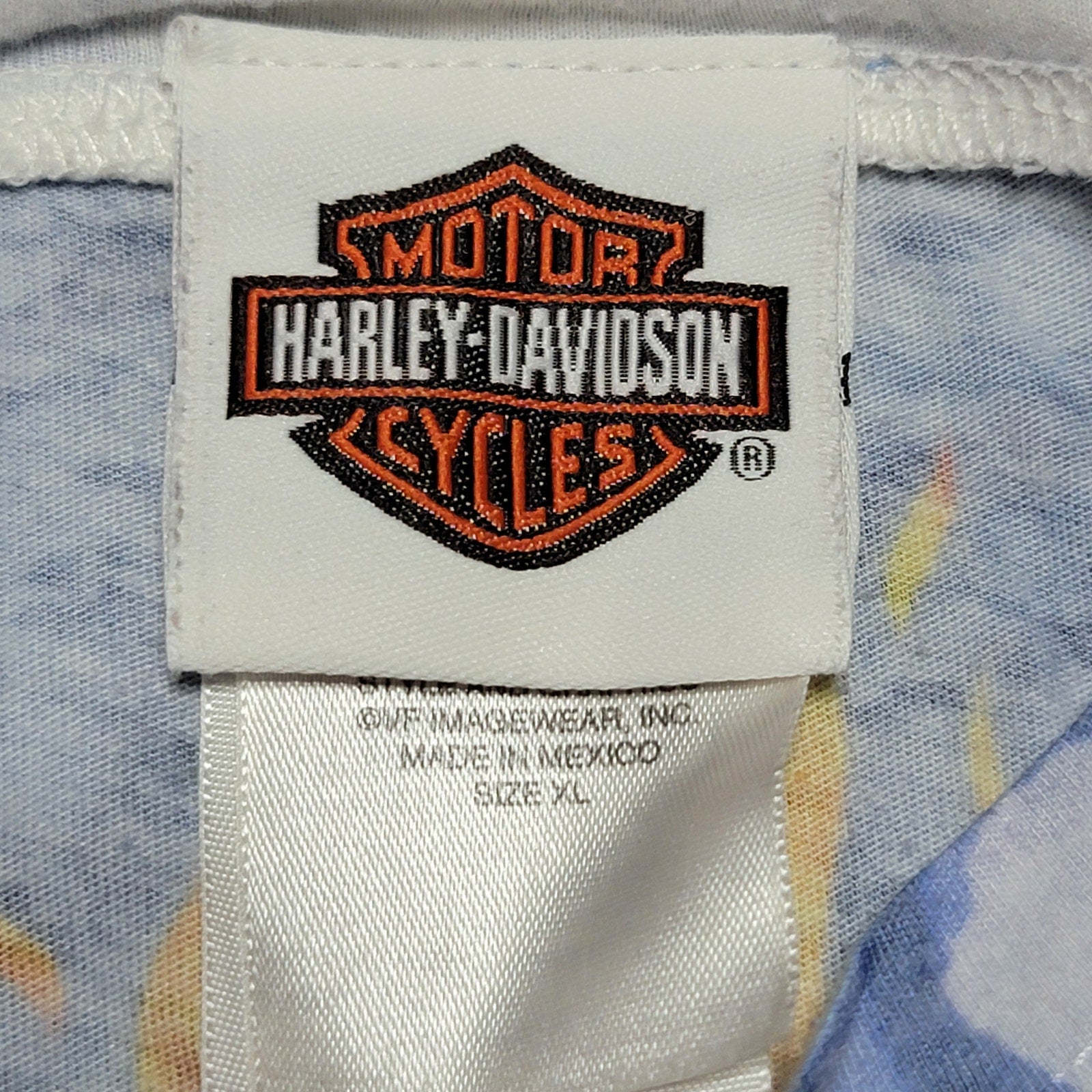 Harley-Davidson Lt. Blue Blouse Flame Roses - Size Junior XL
