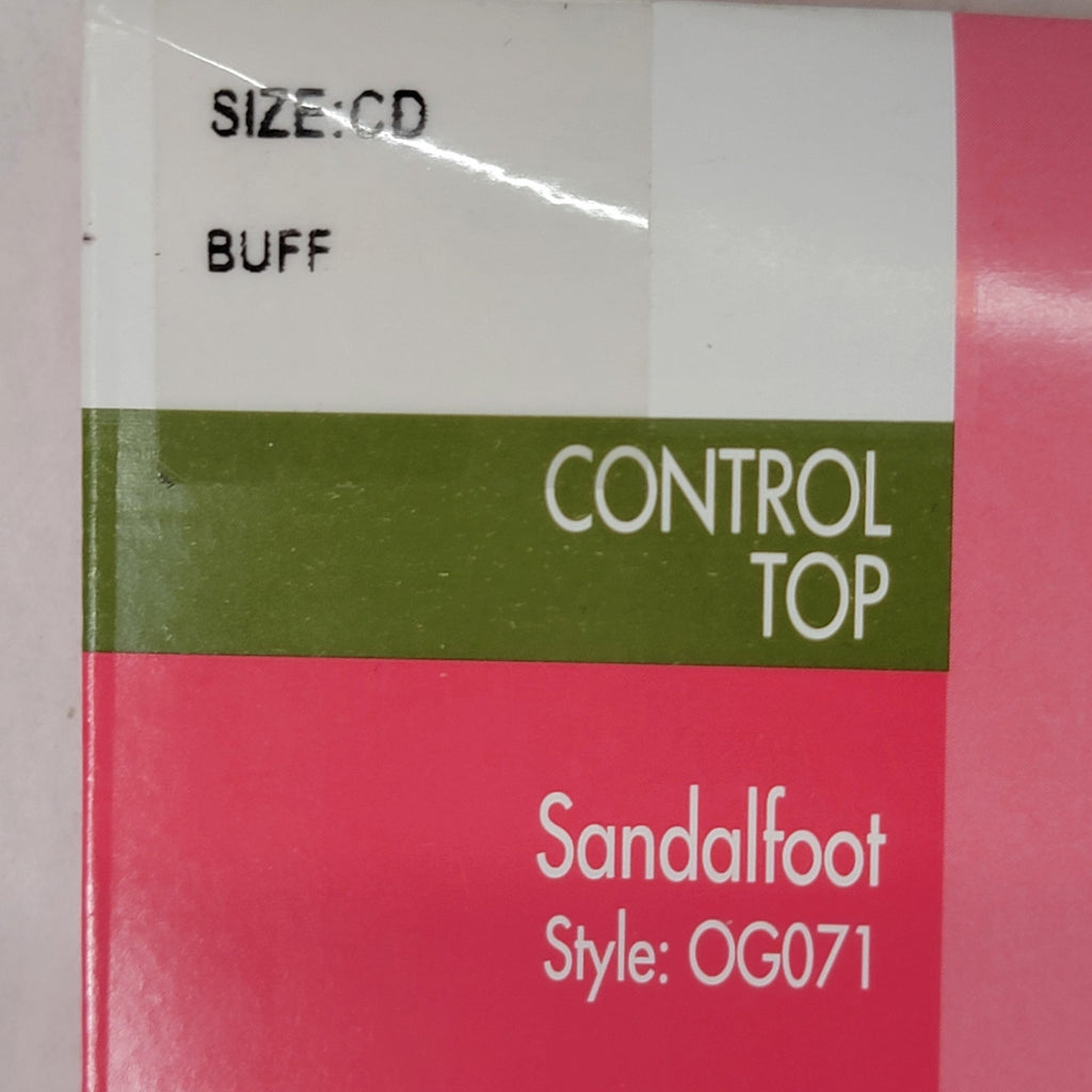 Hanes Silky Sheer Control Top Sandalfoot Hose - Size CD Buff NEW