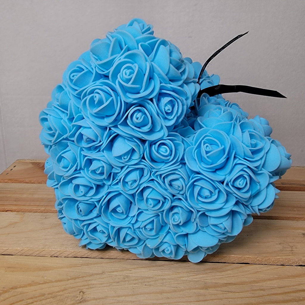 Light Blue Foam Rose Teddy Bear w/ "Just For You" Ribbon