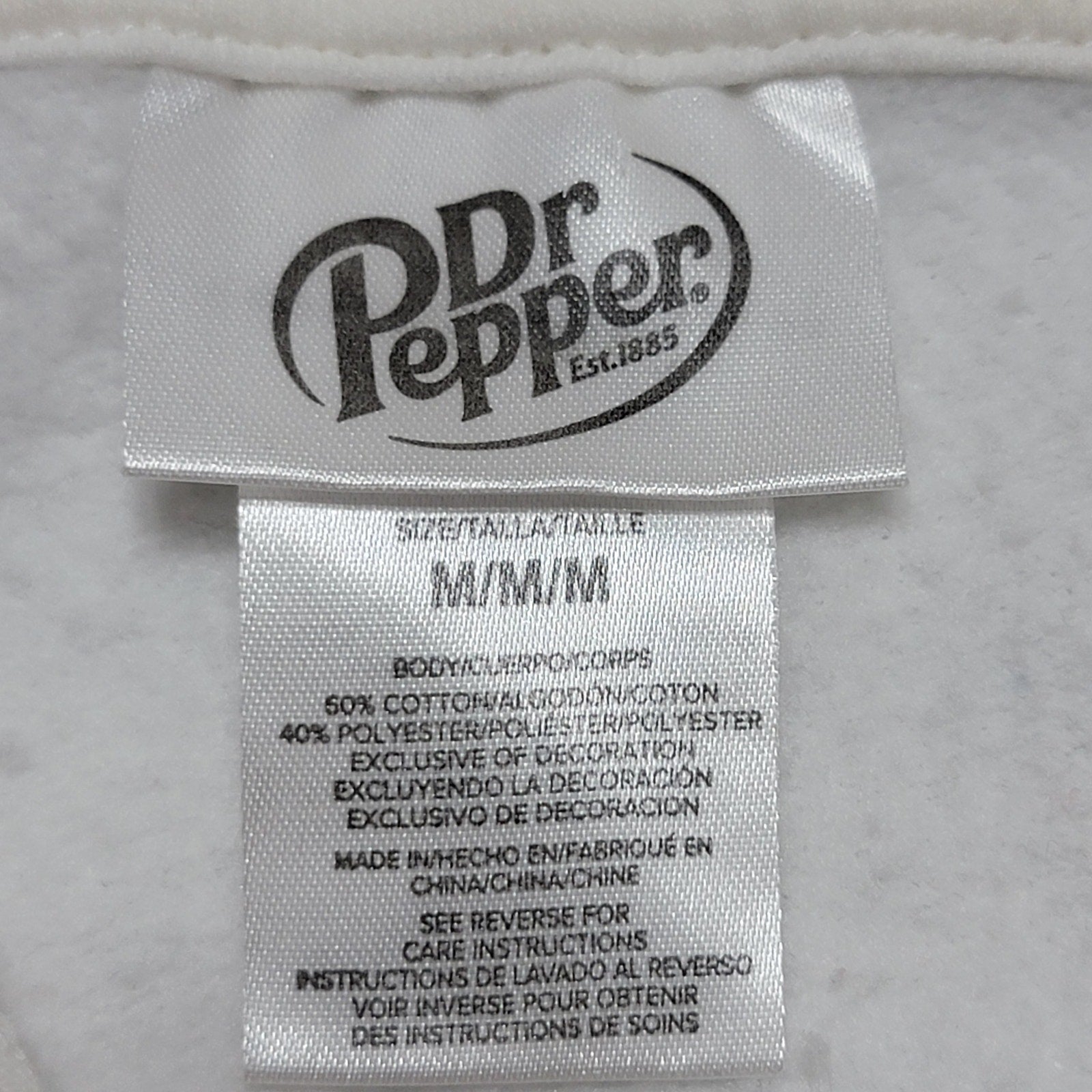 Dr. Pepper White Unisex Oversized Hoodie "Est. 1885" - Size Medium