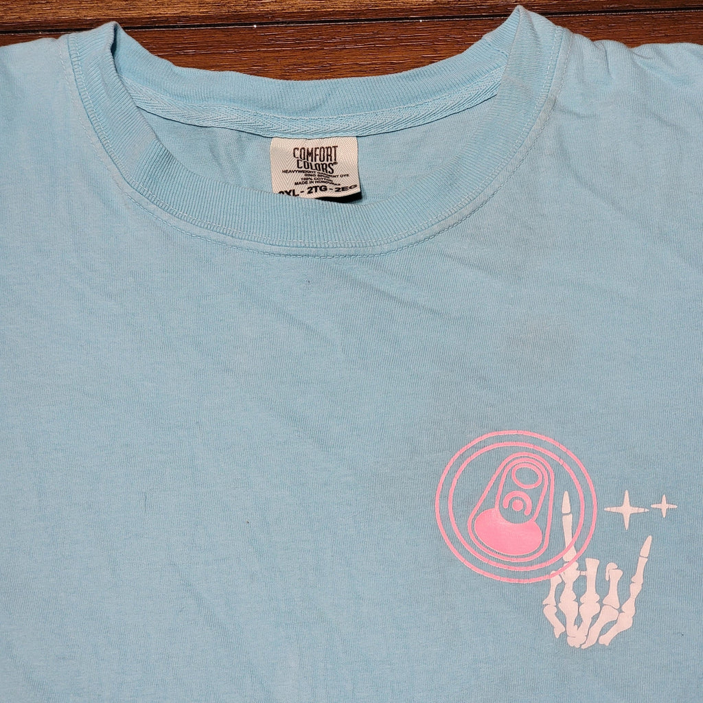 Blue Unisex Tee "Fueled By Energy Drinks And Anxiety" - Size 2XL