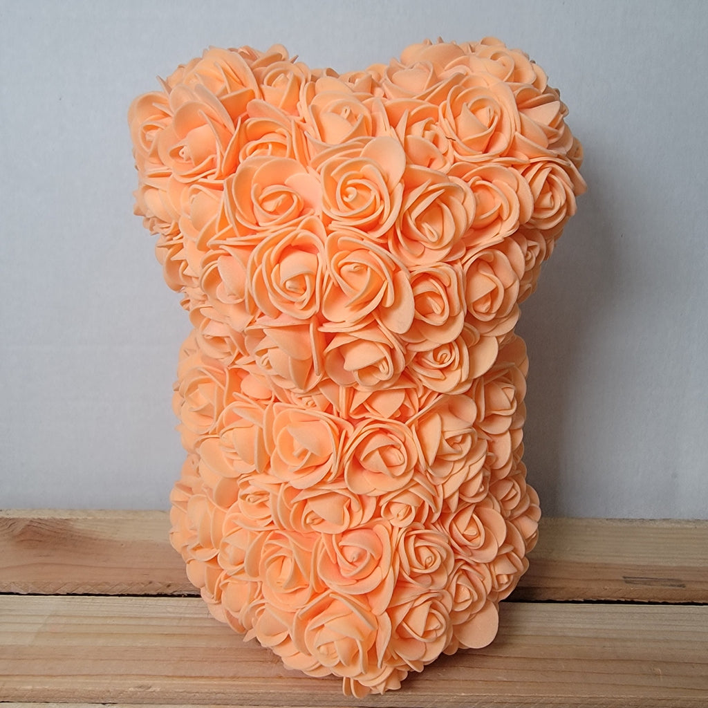Orange Foam Rose Teddy Bear w/ "Just For You" Ribbon