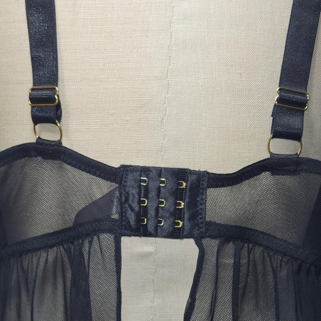 Daisy Fuentes Pink & Black Lace Sheer Babydoll Lingerie - Size 2X