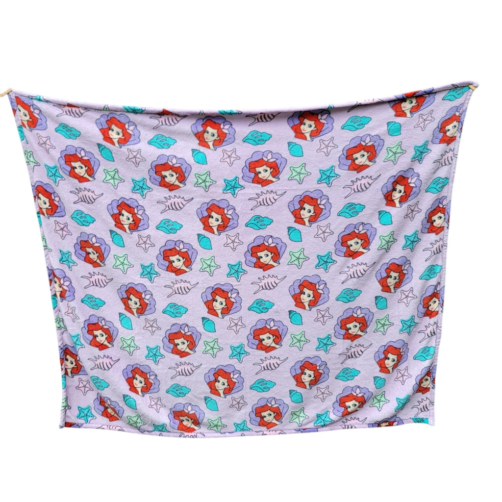 Disney Little Mermaid Glittery Purple Fleece Throw - 50" x 61"