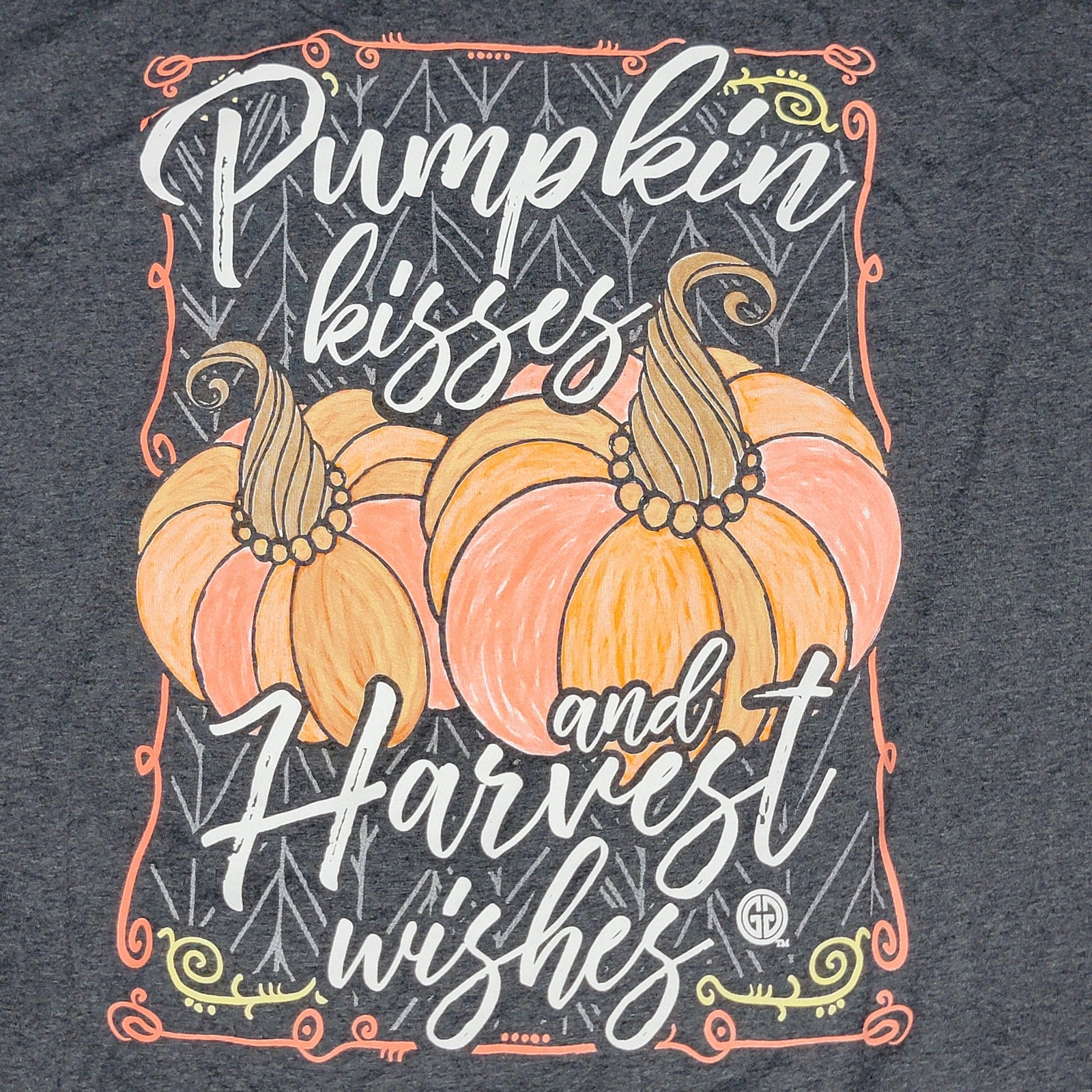 Girlie Girl Originals LS Grey Fall Tee "Pumpkin Kisses..." - Size Large