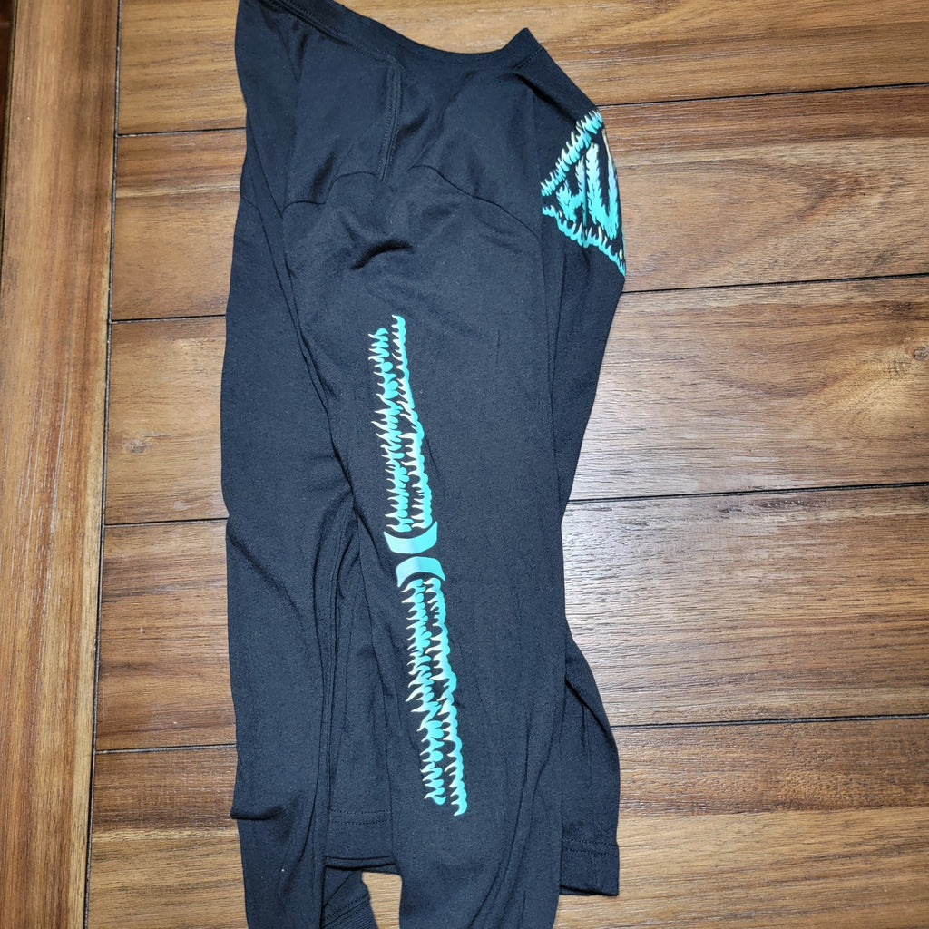 Hurley LS Youth Black Tee Blue Flame Diamond Logo - Size XL (13-15 Yrs)