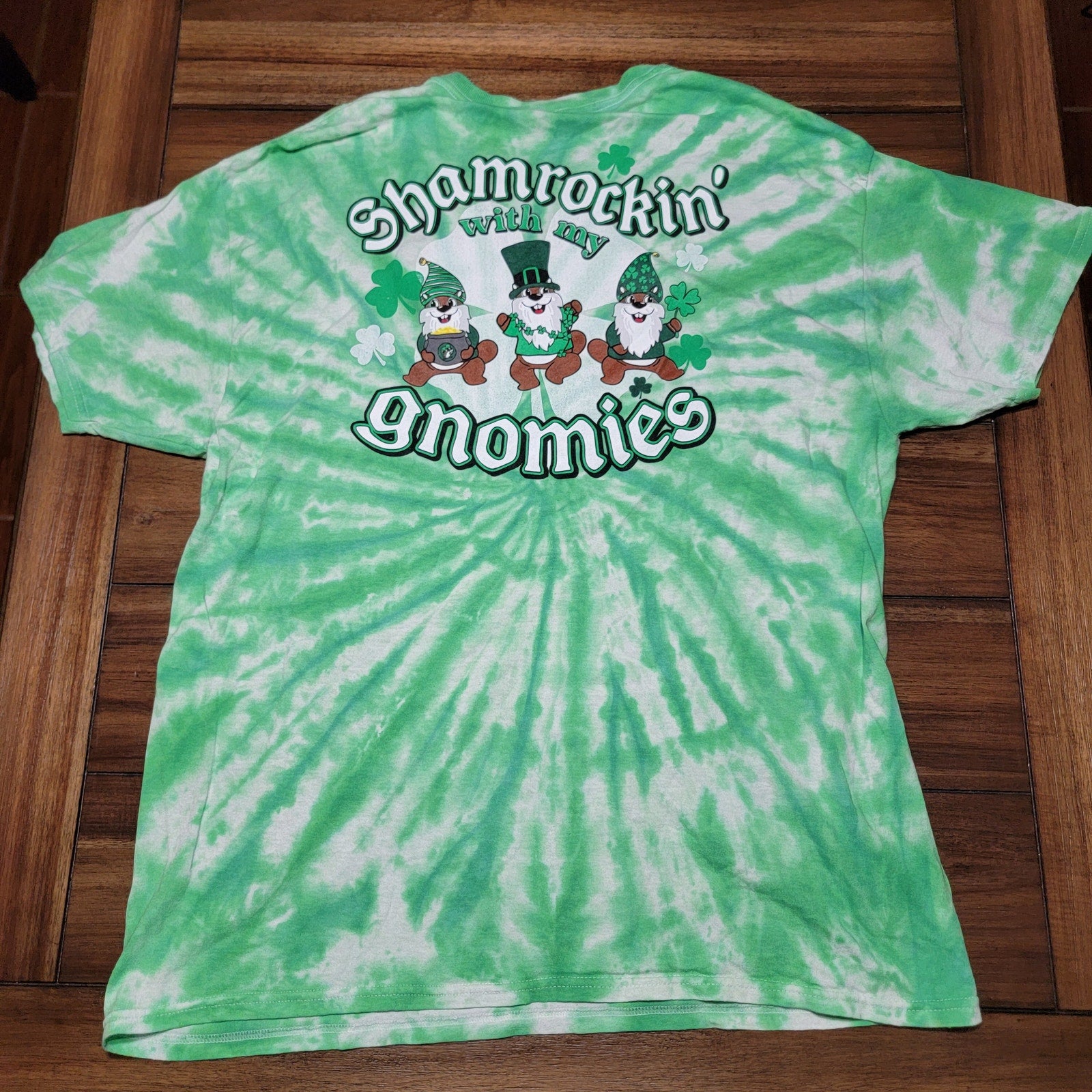 Buc-ee's Tie-dye St. Patrick's Day Tee "Shamrockin' With My Gnomies" - Size XL