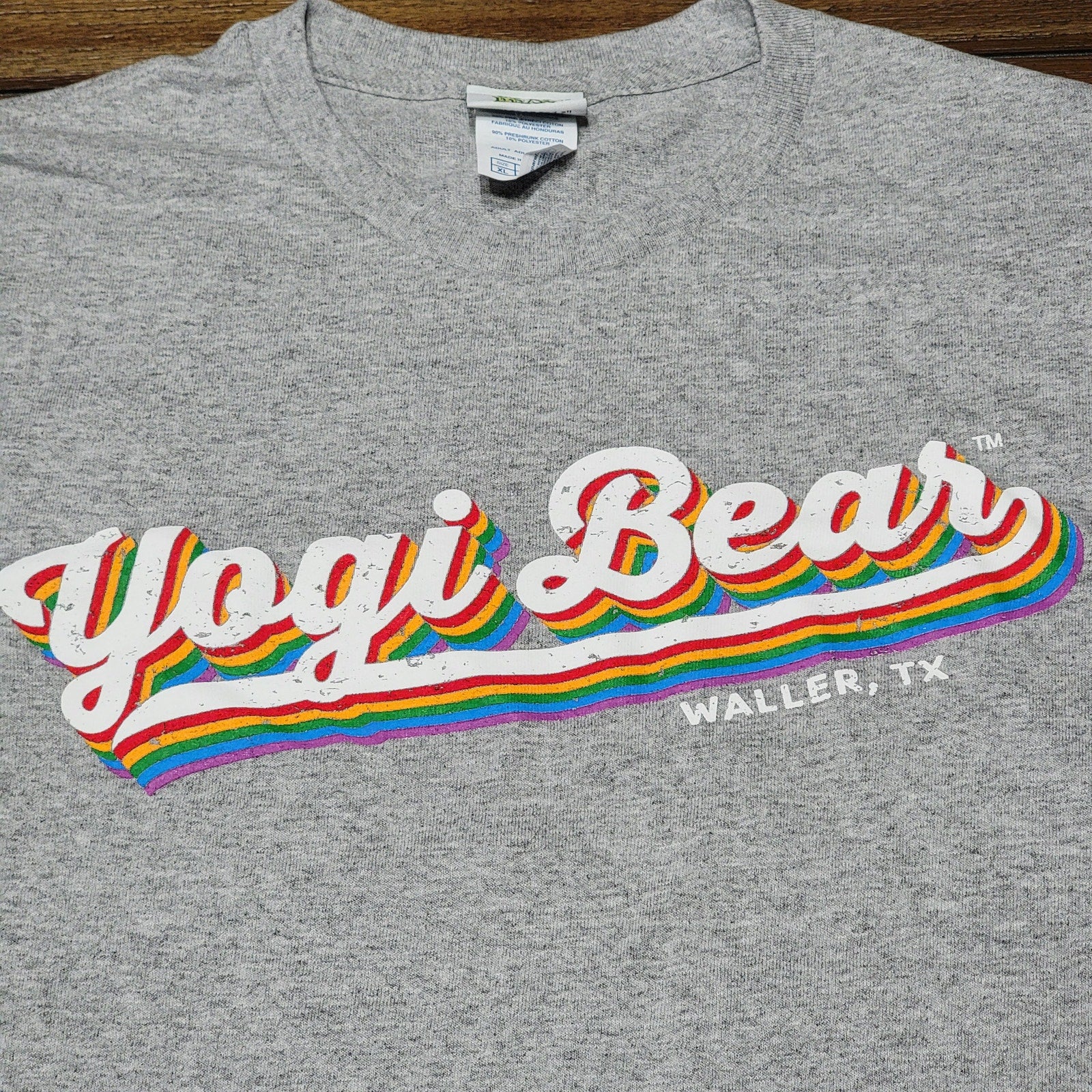 Yogi Bear Grey Unisex Tee Waller Texas Pride Lettering - Size XL