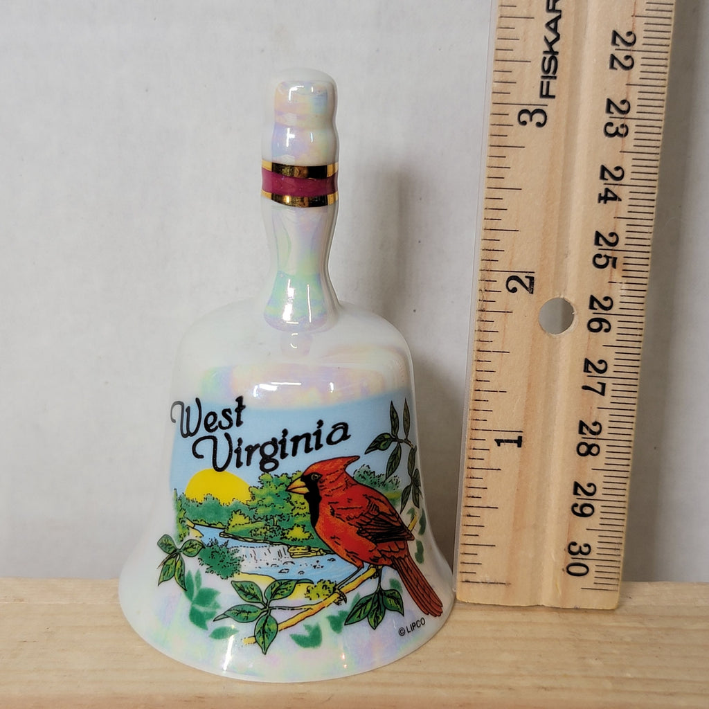West Virginia Ceramic Souvenir Bell w/ Cardinal