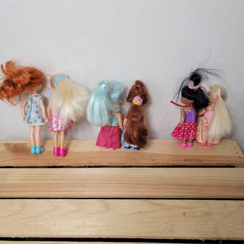 Set of 6 Dolls: 3 Barbie Club Chelsea, 3 Zuru Sparkle Girls
