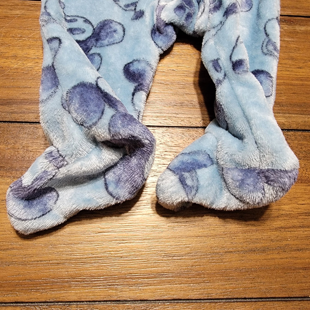 Disney Baby Infant Blue Sherpa Footed Coverall Mickey Heads - Size 6/9M