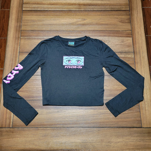 A Lab LS Junior Crop Tee Otaku Anime Eyes "Eyes Wide Open" - Size Junior Medium