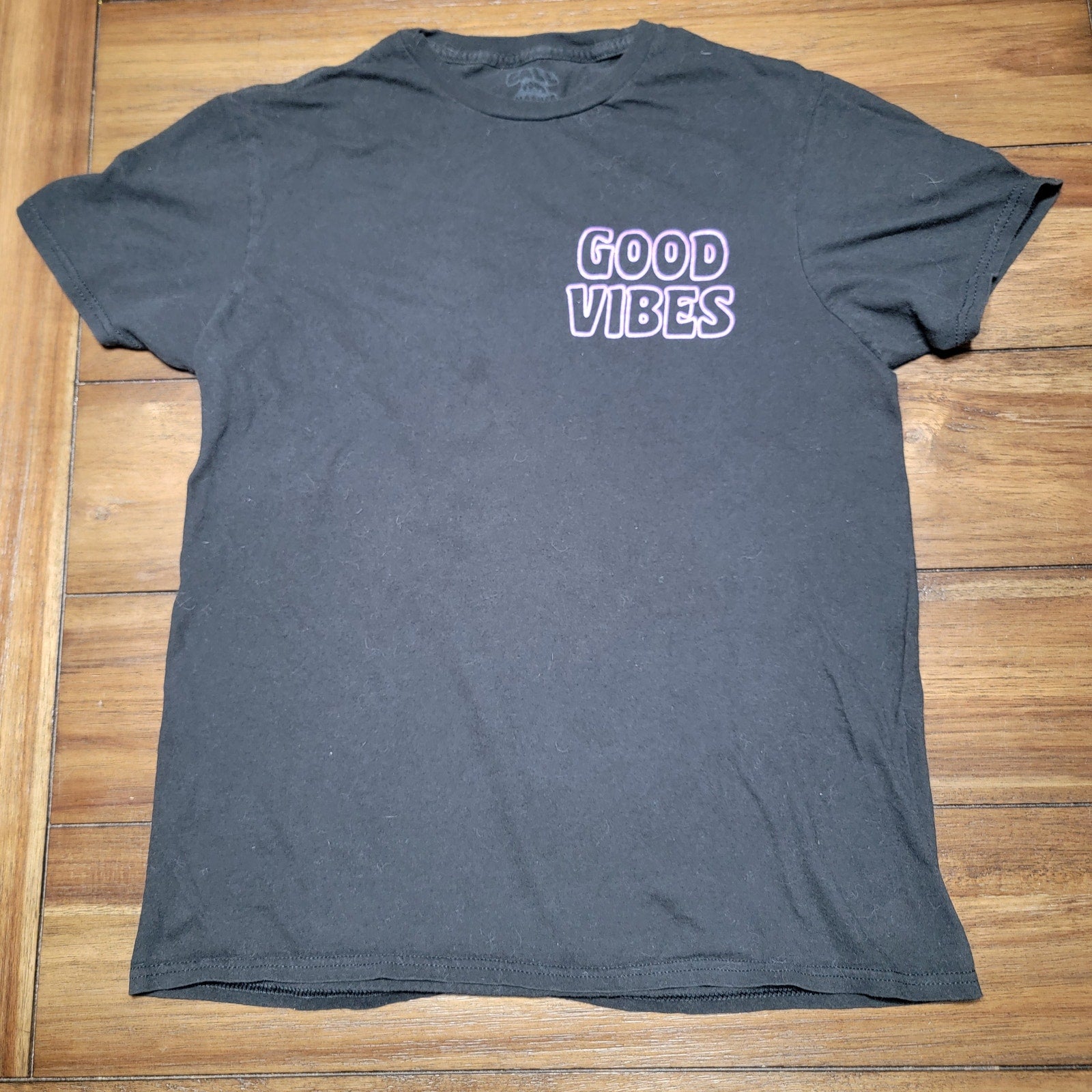 Call Your Mother Black Unisex Tee "Good Vibes" Skeleton Hammock - Size Med