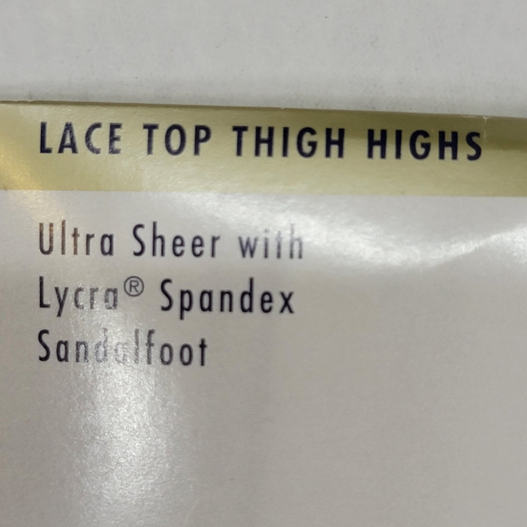 Hillard & Hanson Ultra Sheer Lace Top Thigh Highs - Size M/T Black NEW