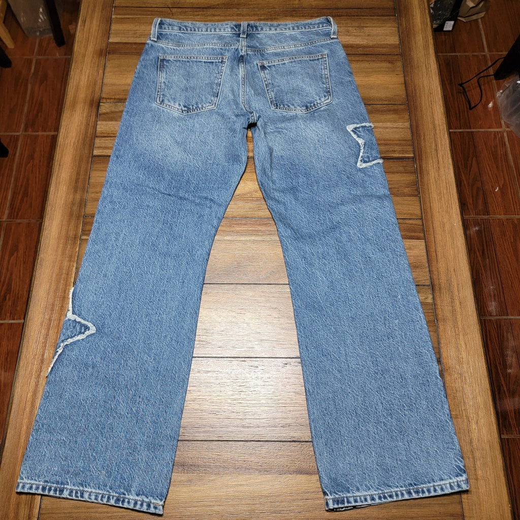 Arizona Jean Co Super Low-Rise Straight Denim Jeans w/ Stars - Size 6