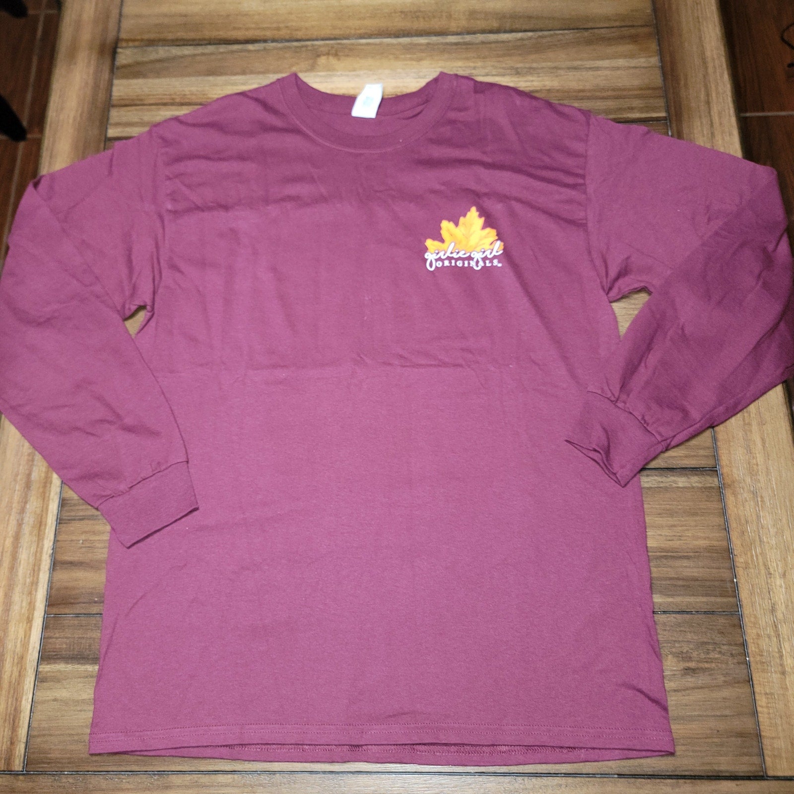 Girlie Girl Originals LS Burgundy Fall Tee "Harvest Pumpkin Spice" - Size Large