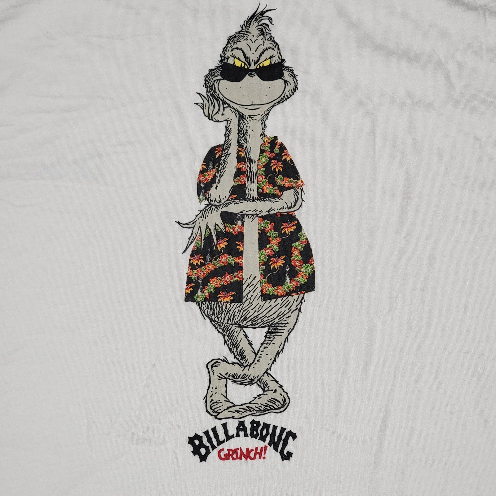 Billabong x Dr. Seuss Unisex White Tee The Grinch Summer Shirt - Size XL