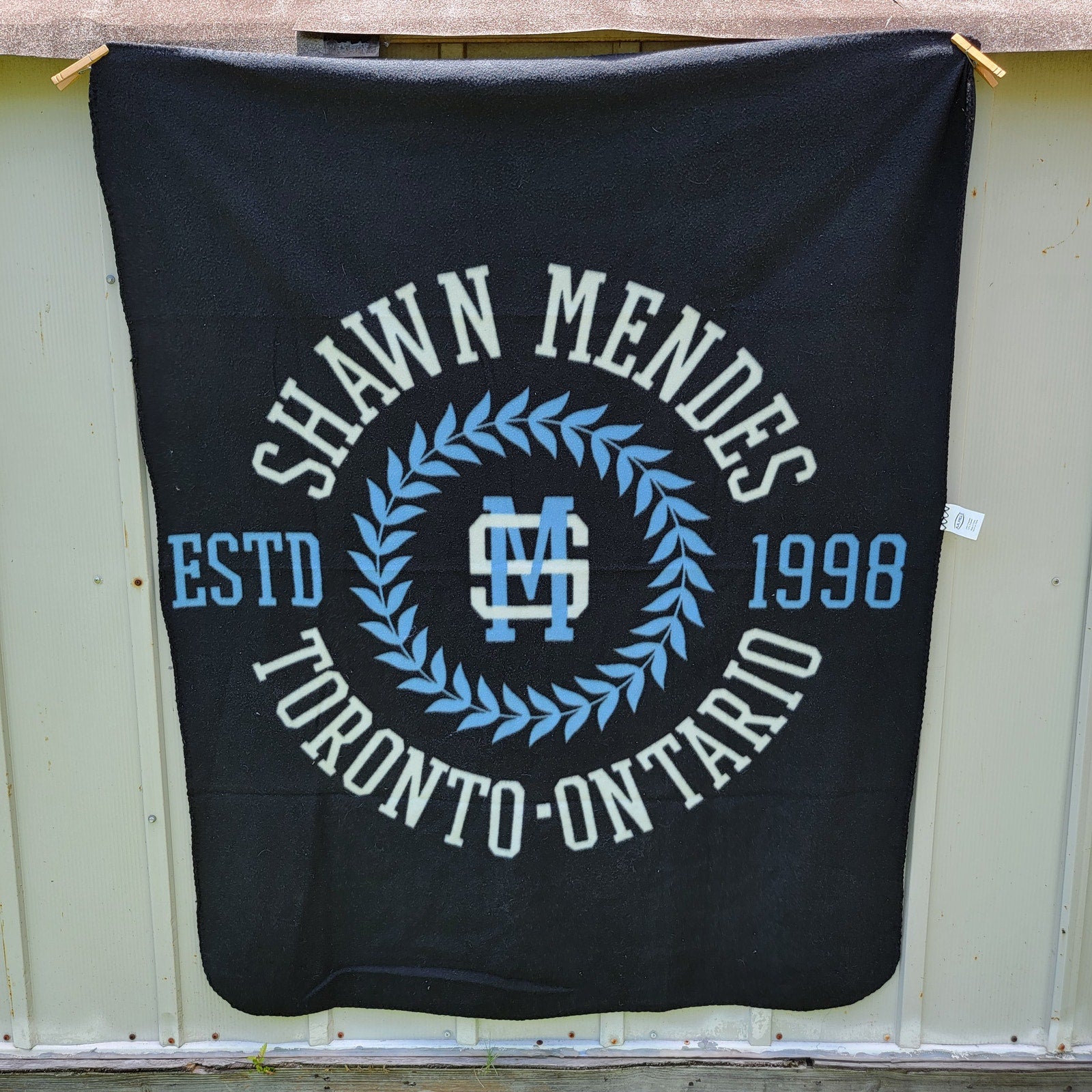 Shawn Mendez Toronto Ontario Black & Blue Fleece Throw 62" x 48"