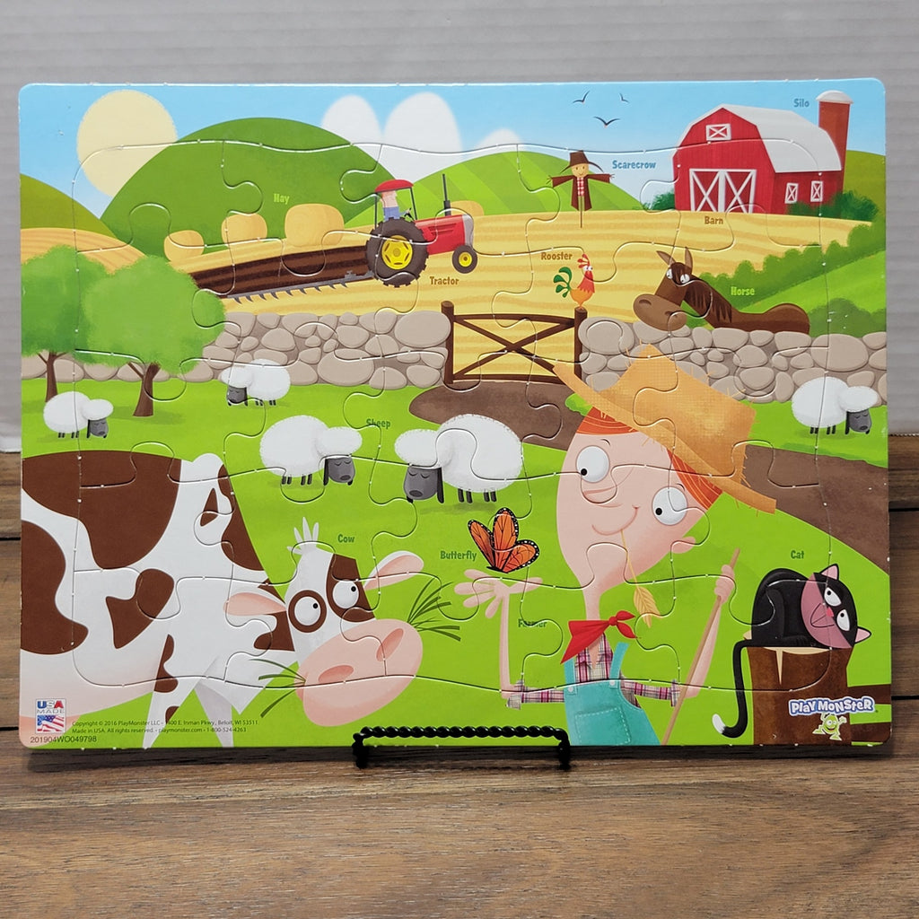 Set of 4 Play Monster 11" x 14" Kid Puzzles: Farm, Transportation, Pirates, USA