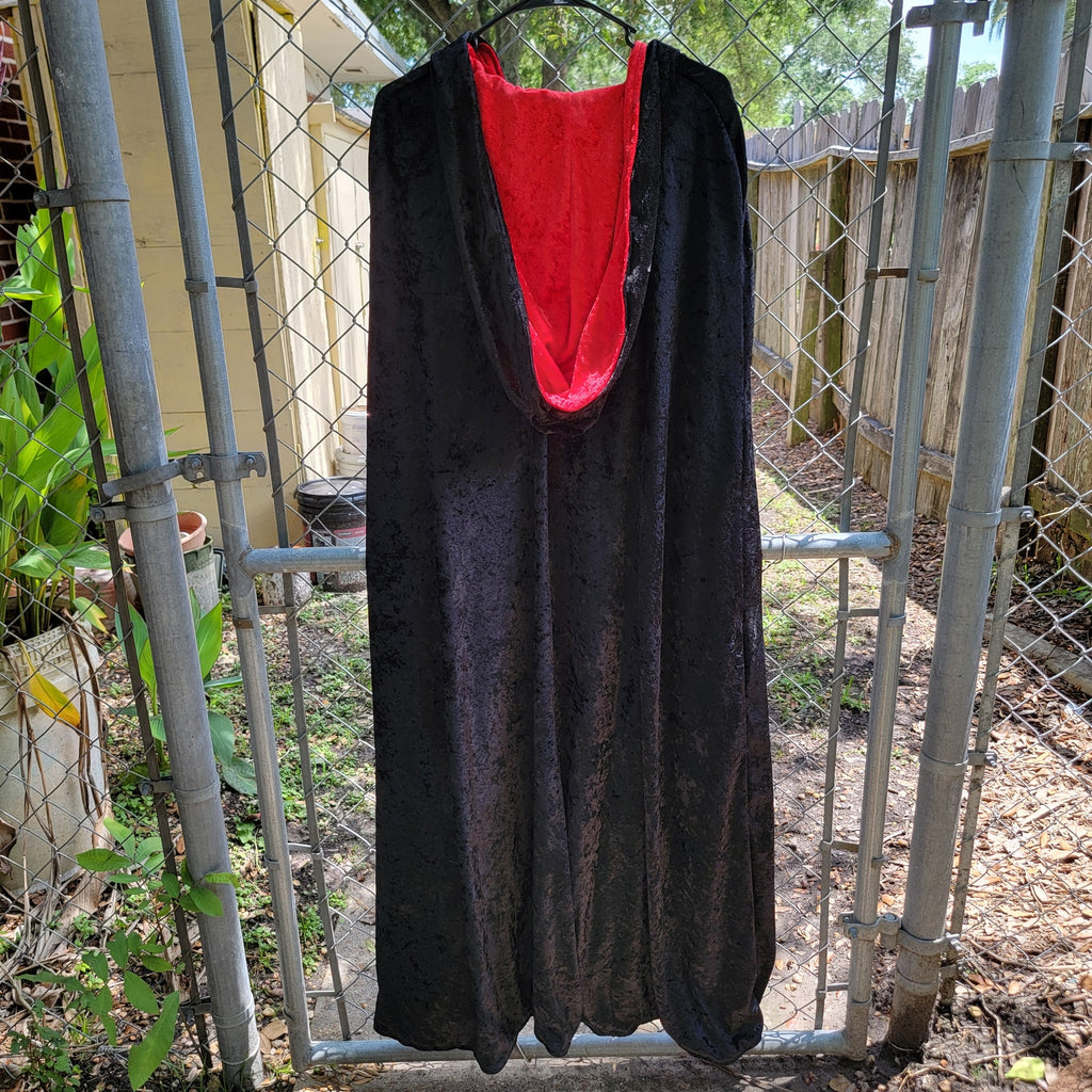 Unbranded Red / Black Reversable Velvet Hooded Long Cloak