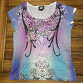 Harley-Davidson Purple & Blue Design Blouse - Size Medium