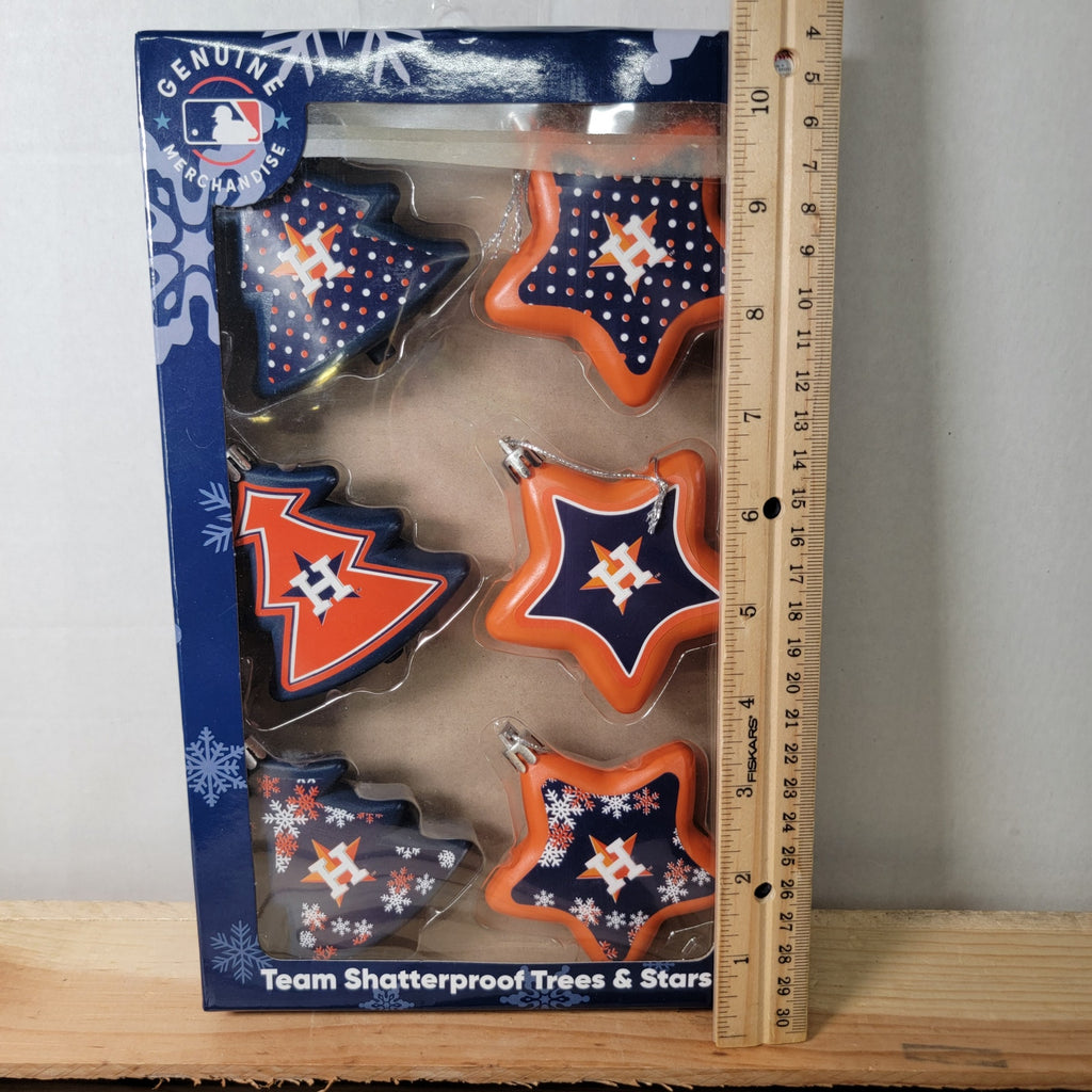 MLB Houston Astros Christmas Team Shatterproof Trees & Stars Ornaments - NEW